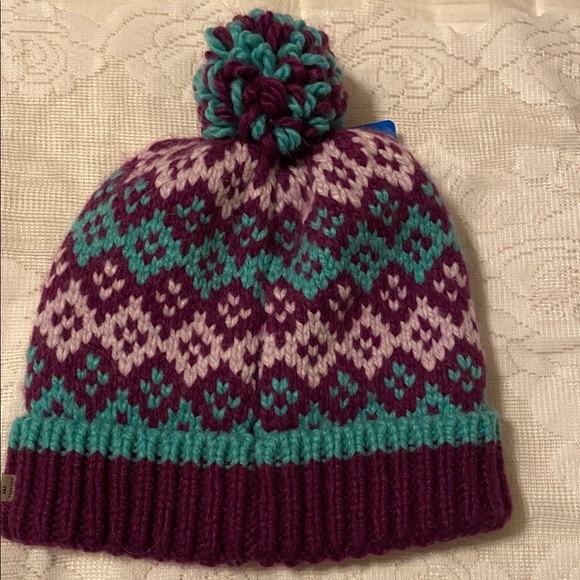 Columbia Kids' Knit Beanie or Toboggan in Purple and Teal - Picture 4 of 5